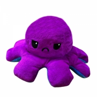 Caracatita reversibila din plus cu doua emotii, cu LED, mov/albastru, 20 x 8 cm, Vivo OCTOPUS-PURPLE/BLUE